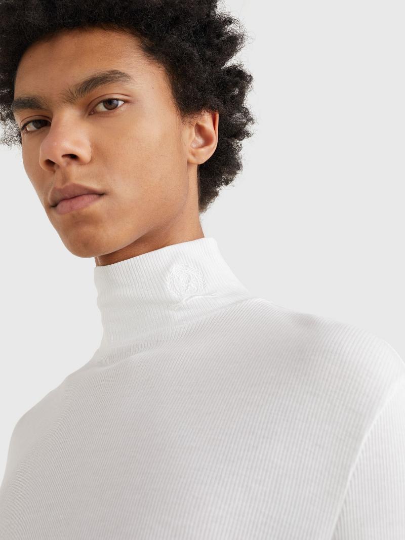 Férfi Tommy Hilfiger Jersey turtleneck Póló Fehér | HU 832DFM